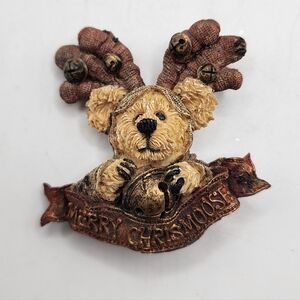 Boyds Bear Christmas Holiday Brooch Pin Hergatroid Merry Christmoose Moose 2.5"